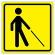 Визуальный предупреждающий знак «Уступите дорогу человеку с белой тростью», ДС77 (пленка, 150х150 мм)